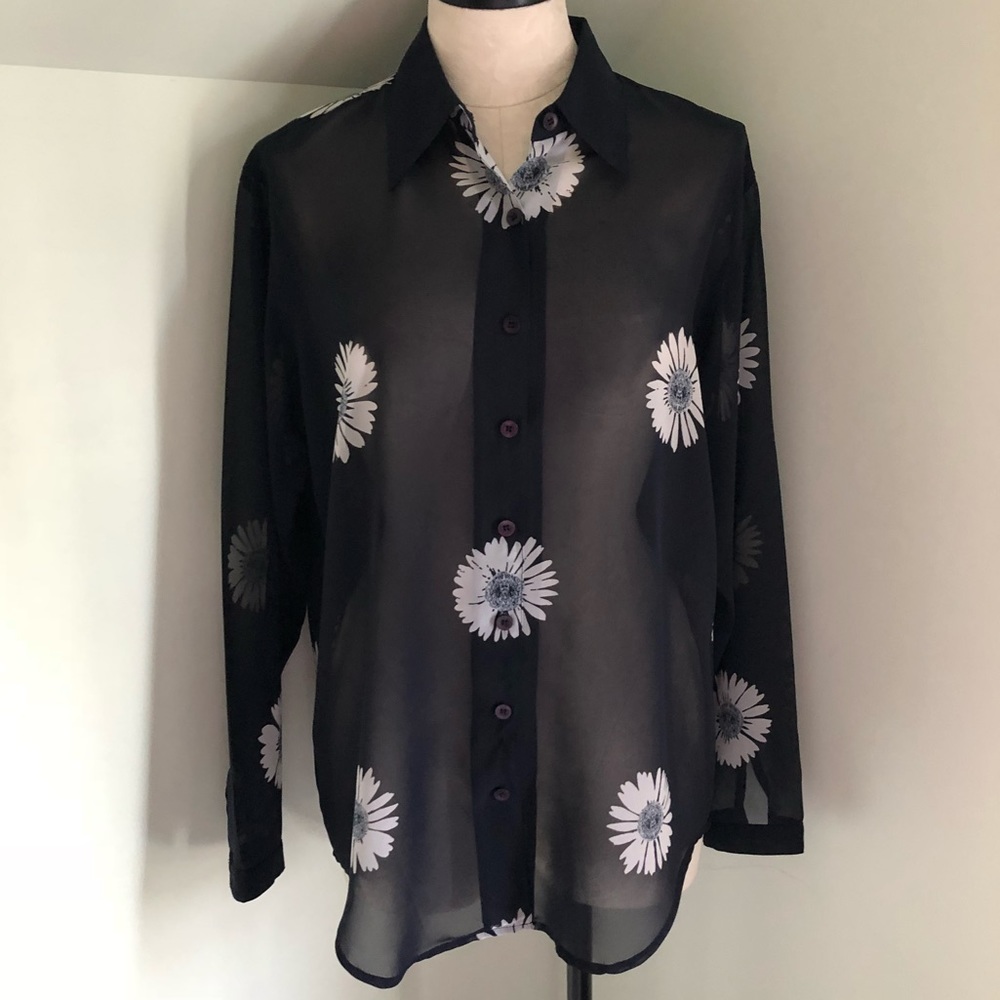 Liz Claiborne Liz Sport Sheer Navy Blue NWOT Top